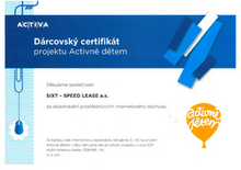 Sixt Activa Dárcovský certifikát